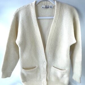Laura Peterson 100% Wool Knitted Work Office Dressy Vintage Sweater Cardigan S
